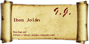 Ibos Jolán névjegykártya